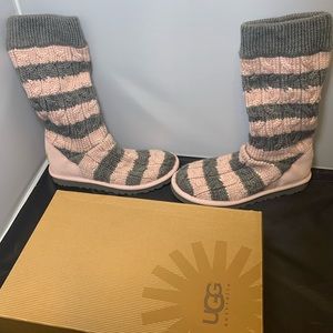 Pink and Gray Knitted Uggs